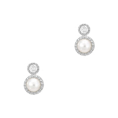 14k gold and diamond orbit stud mini earrings with pearls