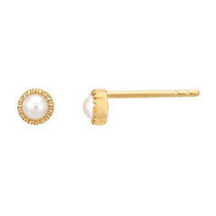 simple petite pearls set in 14k gold bezels