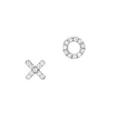 petite XO post earrings in white gold with diamonds