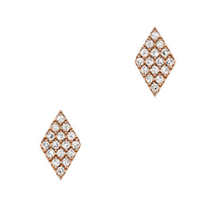kite shaped studs in 14k gold with diamonds