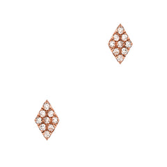 little kite shaped studs in 14k gold with diamonds