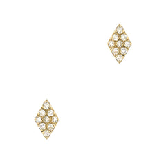 little kite shaped studs in 14k gold with diamonds