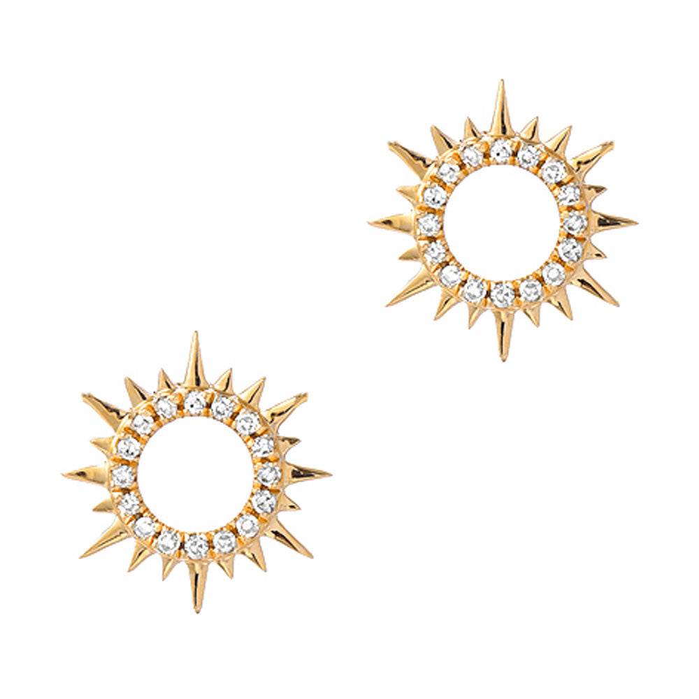 little sunshine post earrings in 14k gold and diamonds
