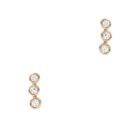 Petite Bezel Diamond Line Earrings