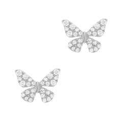 butterfly posts in white gold with diamonds