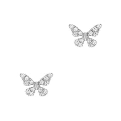 butterfly posts in white gold with diamonds