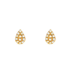 teardrop shape diamond and gold stud earrings