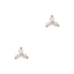 tri-point diamond post earrings