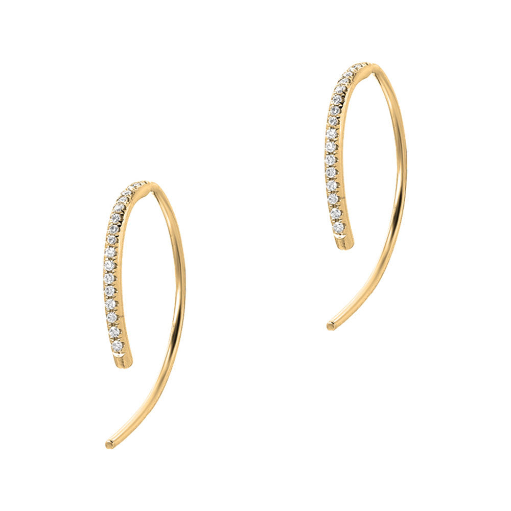 hand-pulled wire earrings with micropave diamonds
