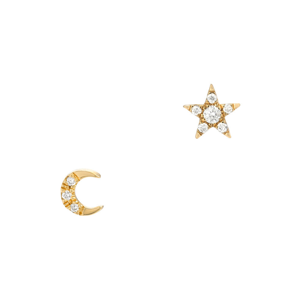 Petite Moon and Star Posts | Mini Moon and Star Studs | Liven Jewelry ...