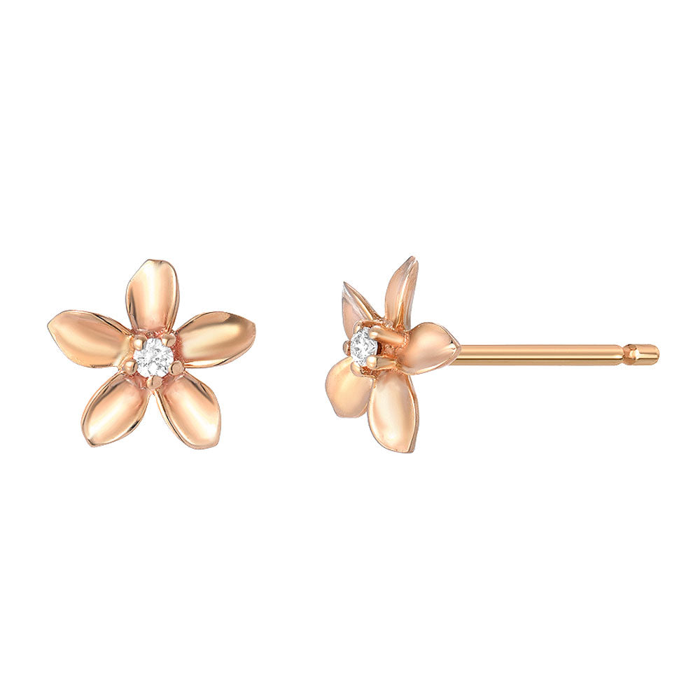 Diamond Flower Charm Pendant Necklace 14K Rose Gold (0.03Ct)