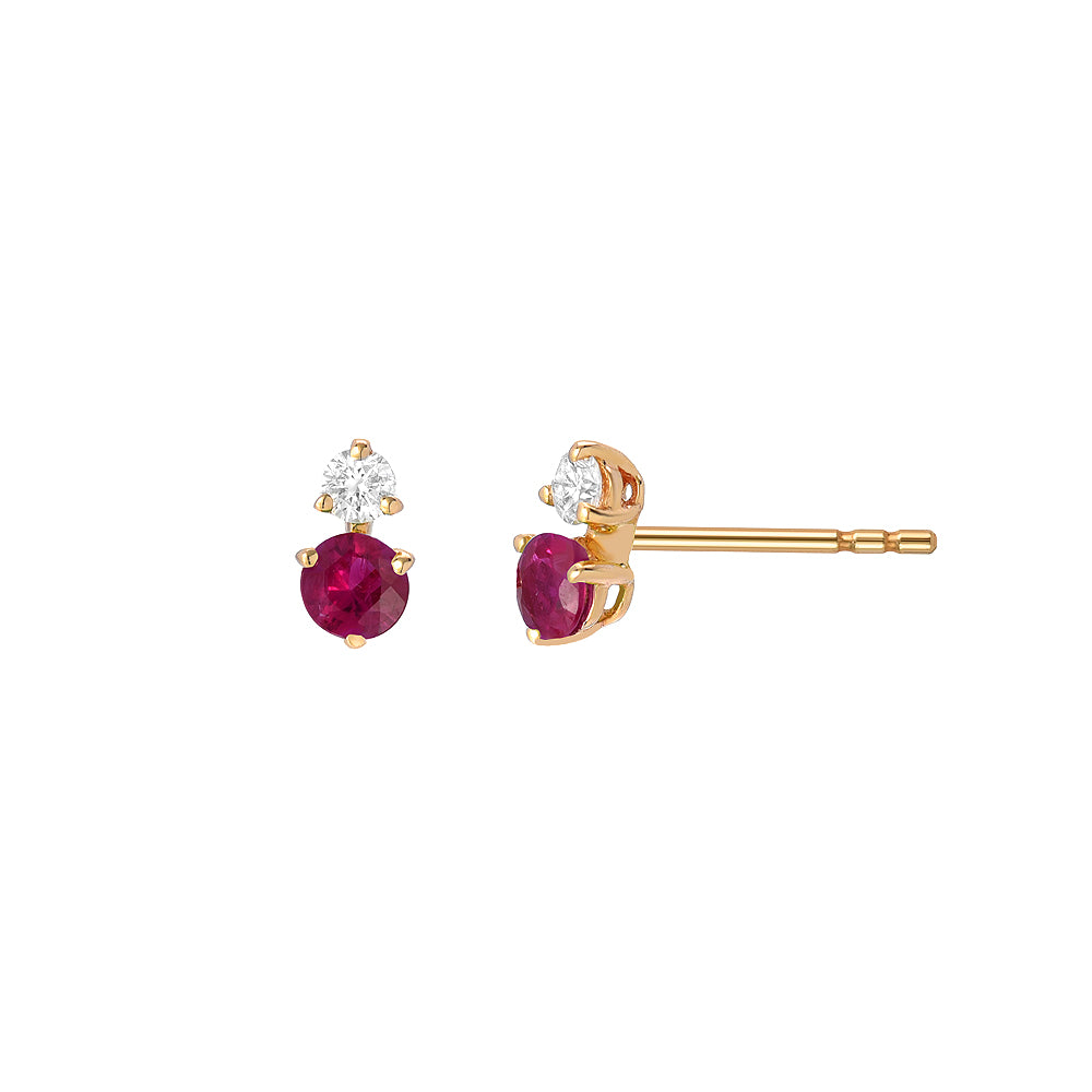 souli mini ruby and diamond earrings in 14k gold