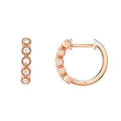 Bezel Set Rose Cut Diamond Huggie Earrings
