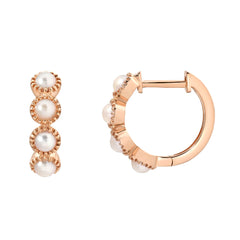 Linea Collection Bezel Set Pearl Huggie Earrings