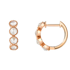 Linea Bezel Set Rainbow Moonstone Huggie Earrings