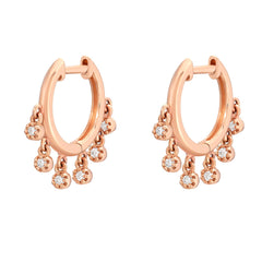 Bezel Diamond Cascade Huggie Earrings