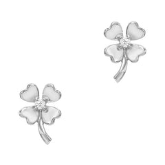high polish four leaf clover diamond earrings