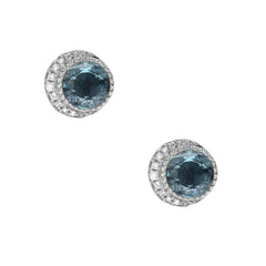 rose cut moon phase colored stone studs in 14k solid gold and diamonds