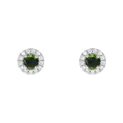 14k gold and diamond chrome diopside and diamond rosie stud earrings