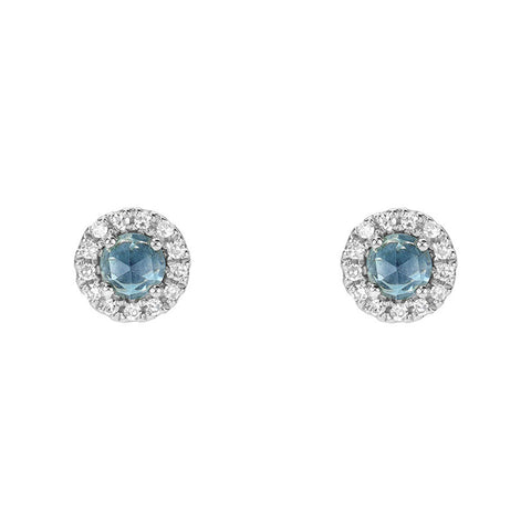 Rosie 3.0mm London Blue Topaz & Diamond Post Earrings