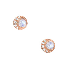 14k solid gold and diamond mini moon phase stud earrings