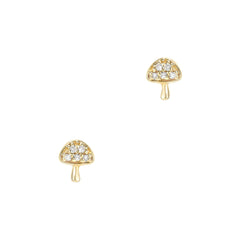 mini toadstool studs in gold and diamonds