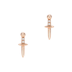 14k gold and diamond knife earrings