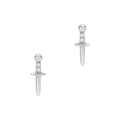 14k gold and diamond knife earrings
