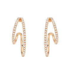 split hoop post back earrings in solid 14k Rose gold with natural diamonds