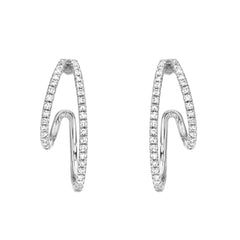 split hoop post back earrings in solid 14k white gold with natural diamonds