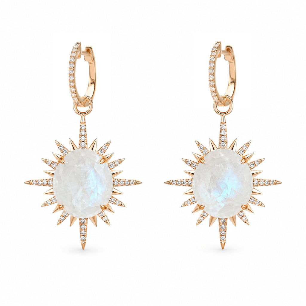 Sunburst Riviera Rainbow Moonstone Charms on Huggies