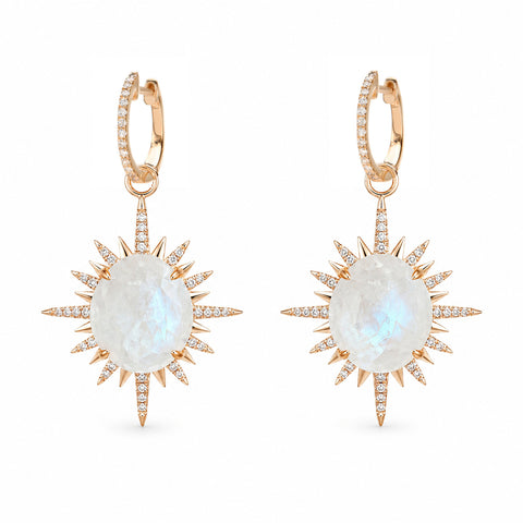 Sunburst Riviera Rainbow Moonstone Charms on Huggies