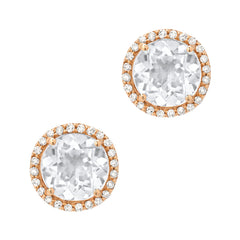 white topaz earrings in 14k gold with diamonds