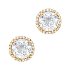 white topaz earrings in 14k gold with diamonds