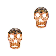 skull gold and diamond stud earrings