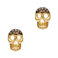skull gold and diamond stud earrings