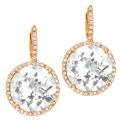 round white topaz earrings with diamond leverbacks
