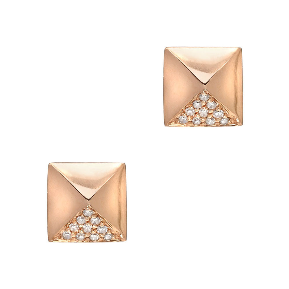 Pyramid Studs Pointy Gold and Diamond Earrings Liven Liven Company