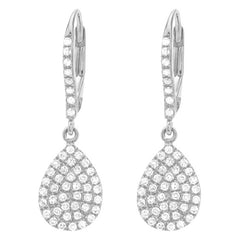 pear shape pave dangling earrings in gold and diamonds
