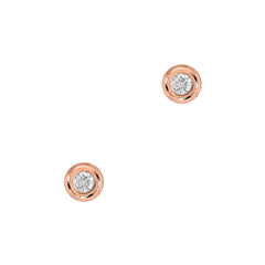 simple solitaire diamond studs in clean classic bezel gold settings