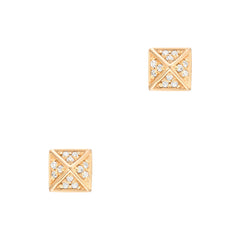14k gold and diamond four sided pyramid studs