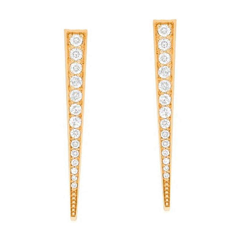 spike post earrings in 14k solid gold with graduated diamonds