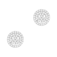 happy face smiley studs in gold and diamonds