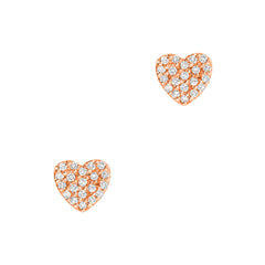 love heart diamond and gold stud earrings