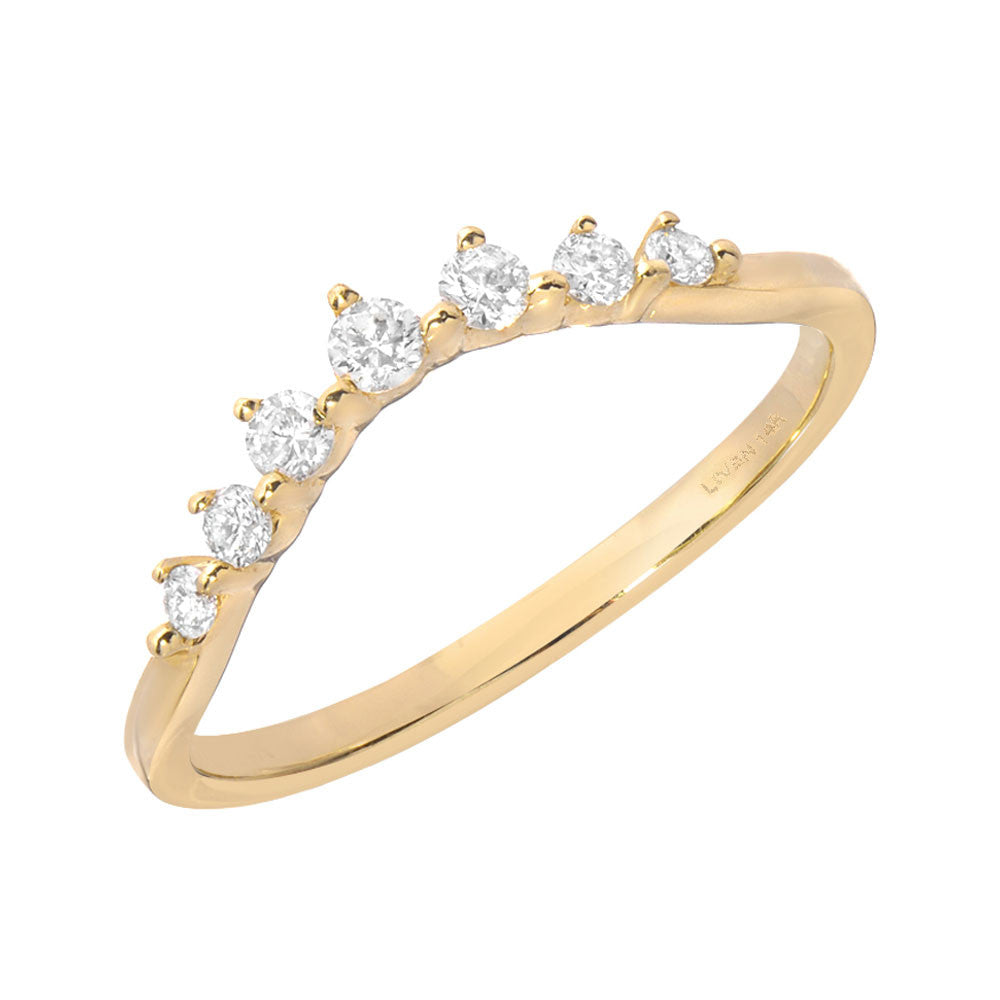 seven stone arched curve band in 14k gold and diamonds