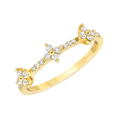Triple Quadra halfway band in 14k yellow gold