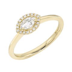 rose cut marquise diamond halo band