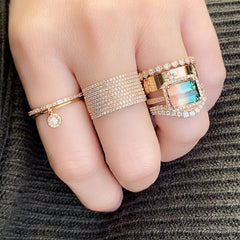 Petite Baguette and Round Diamond Halfway Band