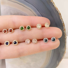 A selection of rosie post earrings in various colors