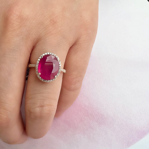 One of a Kind Rose Gold and Diamond Ruby Ring